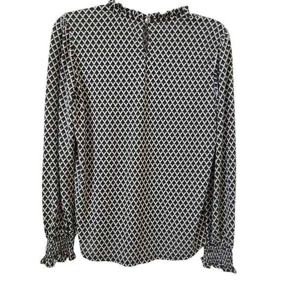 Adrianna Papell S Black Green Gray Stretch Pullover Long Sleeve Ruffle EUC G16 - Picture 5 of 12